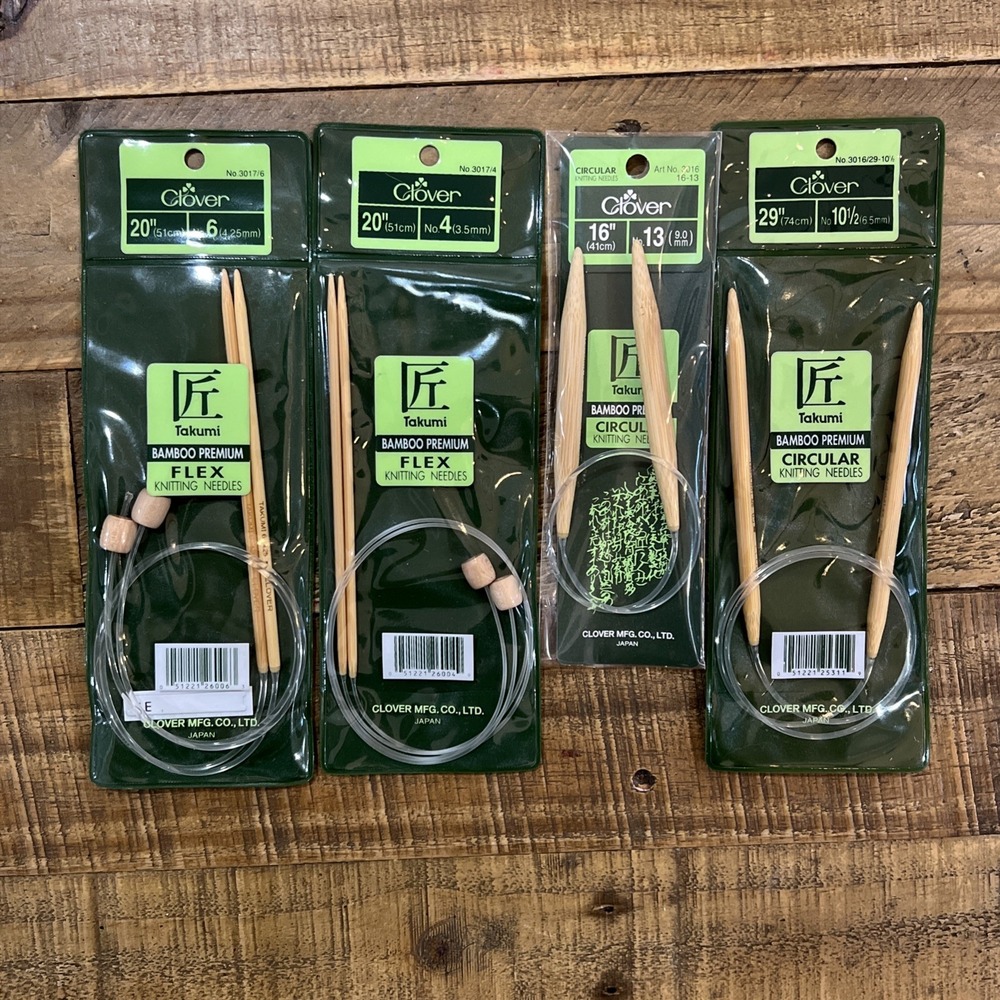 Clover Takumi Bamboo Premium Knitting Needles Set - Circular & Flex Styles